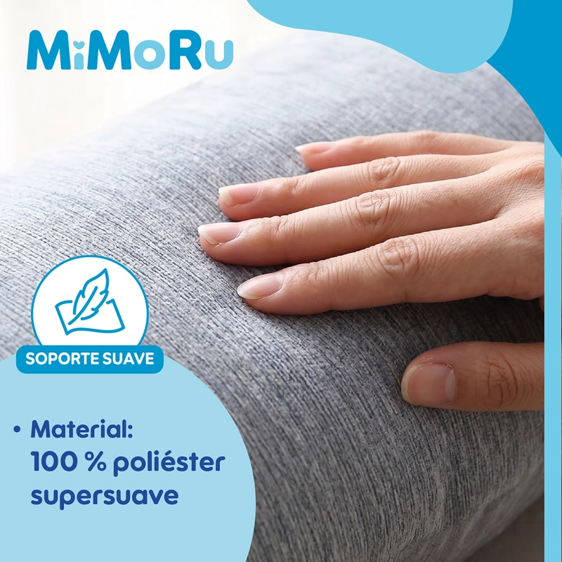COJIN MATERNAL MIMORU LACTANCIA EMBARAZO ALMOHADA CURVA 102X71CM GRIS CLARO - 3