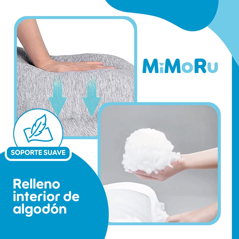 COJIN MATERNAL MIMORU LACTANCIA EMBARAZO ALMOHADA CURVA 102X71CM GRIS CLARO - 6