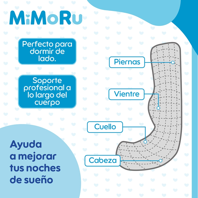 COJIN MATERNAL MIMORU LACTANCIA EMBARAZO ALMOHADA CURVA 102X71CM GRIS CLARO - 7