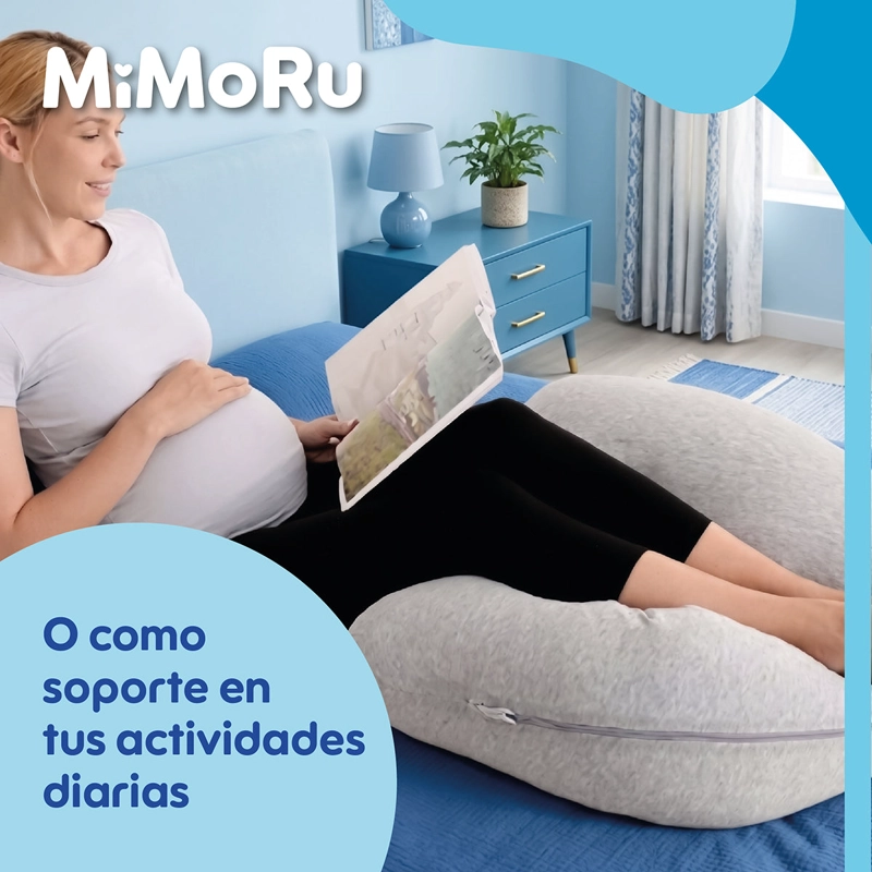 COJIN MATERNAL MIMORU LACTANCIA EMBARAZO ALMOHADA CURVA 102X71CM GRIS CLARO - 9