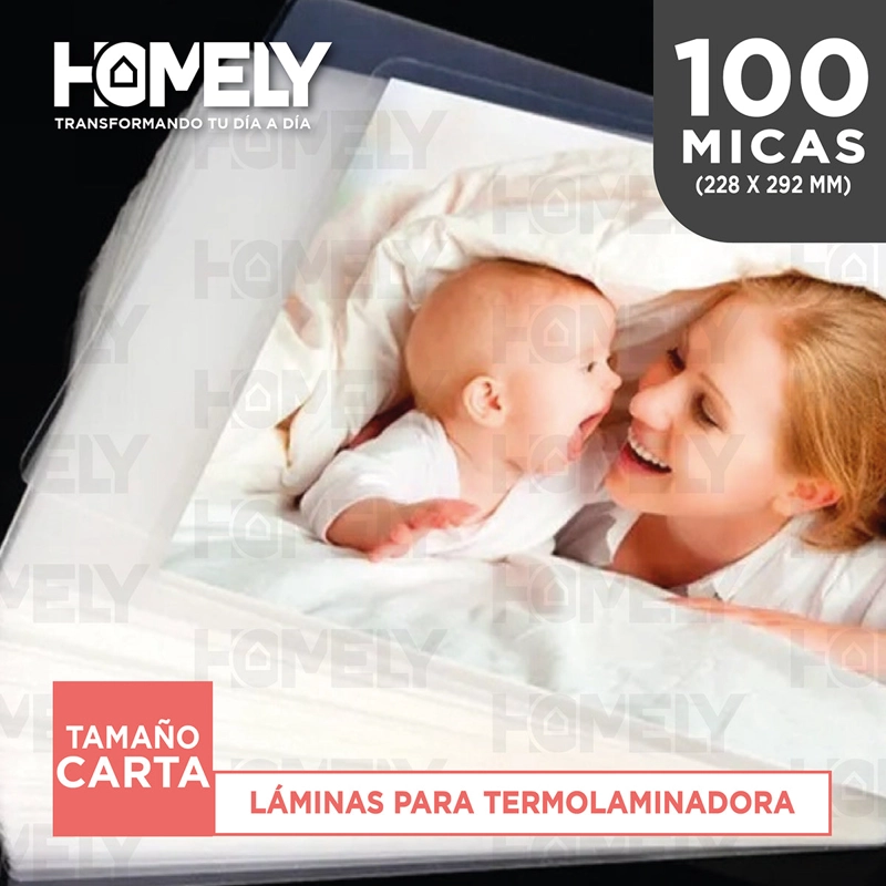 LAMINAS TERMOLAMINADORA CARTA 100 MICAS 125 MICRONES HOMELY PLASTIFICADORA - 10