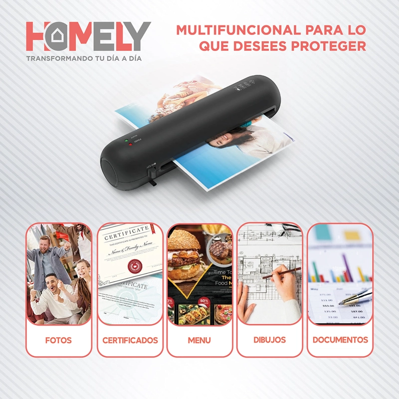 LAMINAS TERMOLAMINADORA CARTA 100 MICAS 125 MICRONES HOMELY PLASTIFICADORA - 4