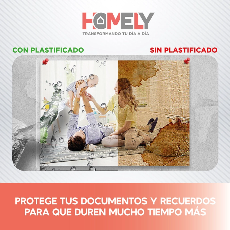 LAMINAS TERMOLAMINADORA CARTA 100 MICAS 125 MICRONES HOMELY PLASTIFICADORA - 5