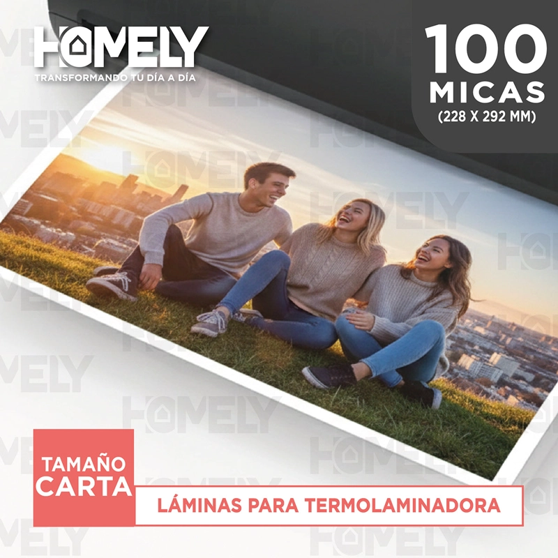 LAMINAS TERMOLAMINADORA CARTA 100 MICAS 125 MICRONES HOMELY PLASTIFICADORA - 8