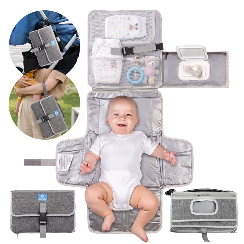 MUDADOR PORTATIL PLEGABLE MIMORU BEBE  IMPERMEABLE CAMBIADOR PLEGABLE GRIS - 1