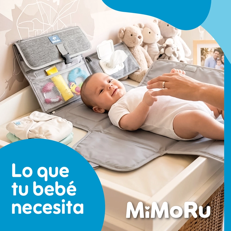 MUDADOR PORTATIL PLEGABLE MIMORU BEBE  IMPERMEABLE CAMBIADOR PLEGABLE GRIS - 10