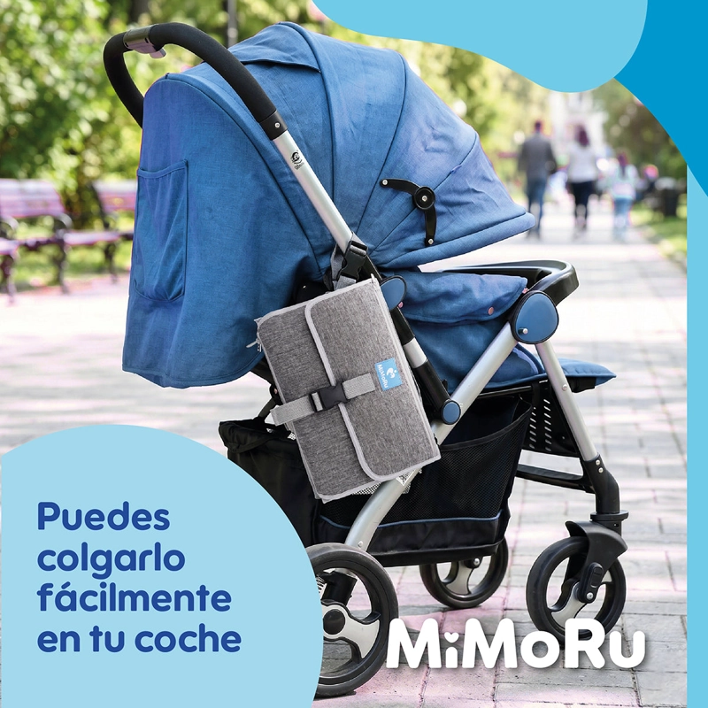 MUDADOR PORTATIL PLEGABLE MIMORU BEBE  IMPERMEABLE CAMBIADOR PLEGABLE GRIS - 7