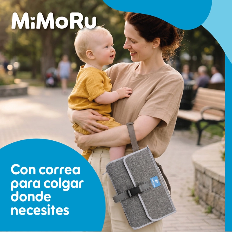 MUDADOR PORTATIL PLEGABLE MIMORU BEBE  IMPERMEABLE CAMBIADOR PLEGABLE GRIS - 8
