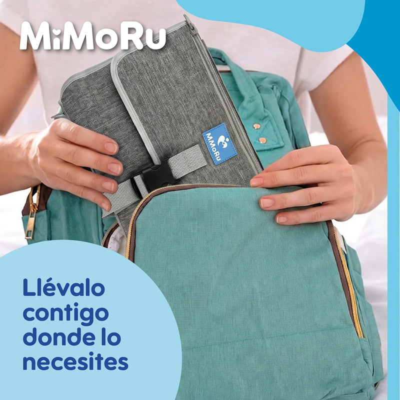 MUDADOR PORTATIL PLEGABLE MIMORU BEBE  IMPERMEABLE CAMBIADOR PLEGABLE GRIS - 9