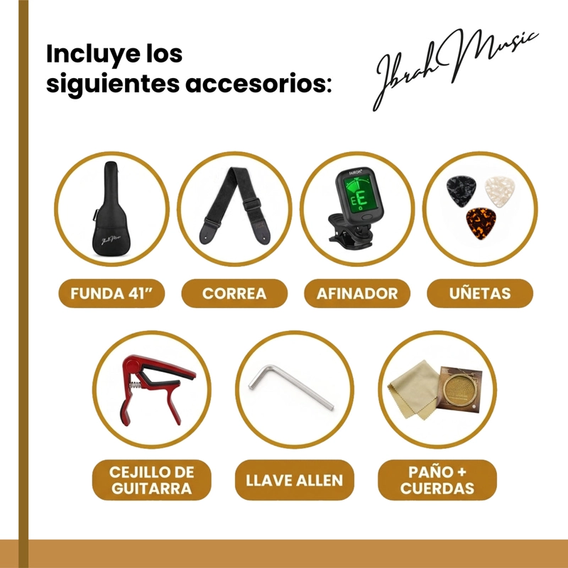 GUITARRA ELECTROACUSTICA 12 CUERDAS IBRAH MUSIC 41 PULGADAS NEGRA PACK - 5