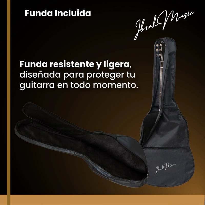 GUITARRA ELECTROACUSTICA 12 CUERDAS IBRAH MUSIC 41 PULGADAS NEGRA PACK - 8