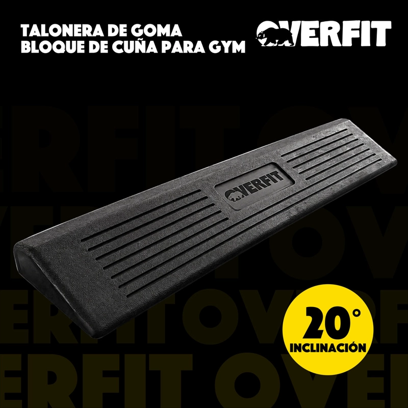 CUÑA TALONERA GOMA OVERFIT SENTADILLA 20 GRADOS 70CM BASE ANTIDESLIZANTE NEGRO - 2