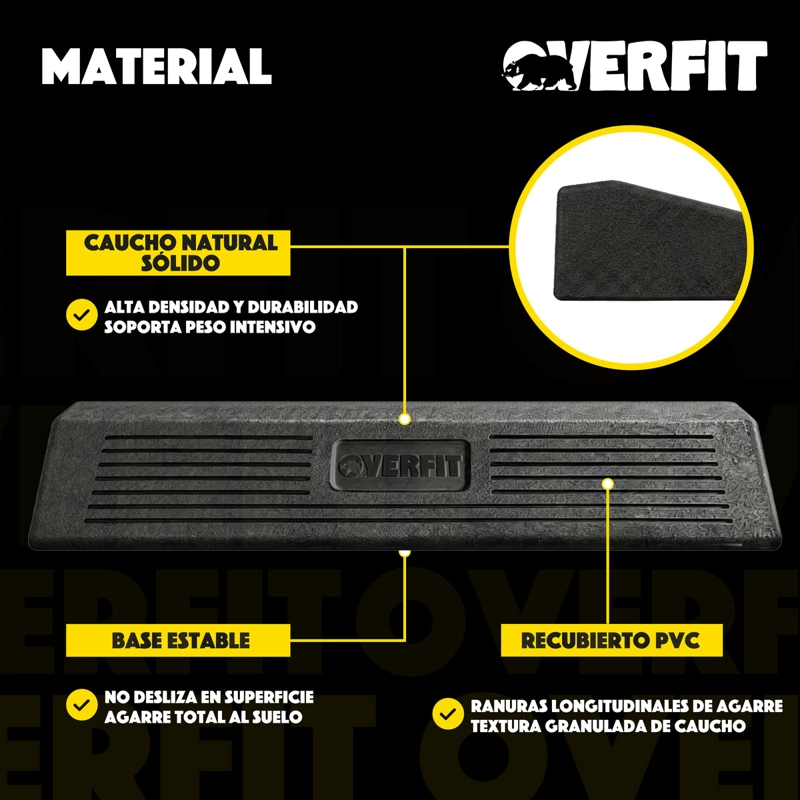 CUÑA TALONERA GOMA OVERFIT SENTADILLA 20 GRADOS 70CM BASE ANTIDESLIZANTE NEGRO - 4