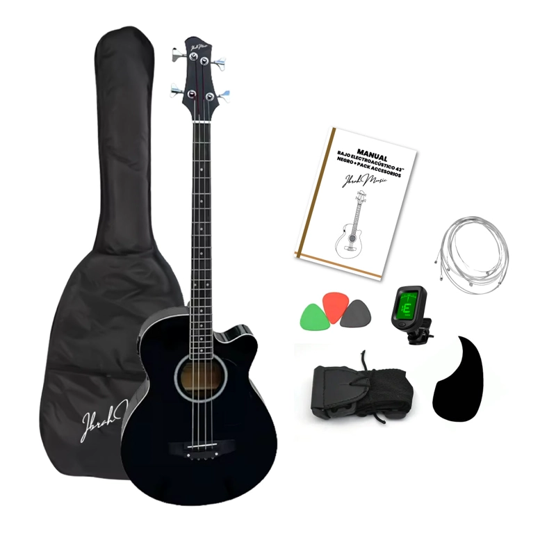 BAJO ELECTROACUSTICO IBRAH MUSIC 43 PULGADAS NEGRO PACK ACCESORIOS COMPLETO - 1