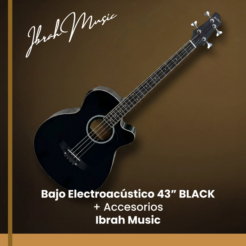BAJO ELECTROACUSTICO IBRAH MUSIC 43 PULGADAS NEGRO PACK ACCESORIOS COMPLETO - 2
