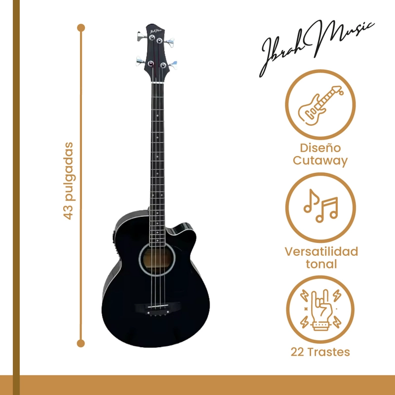 BAJO ELECTROACUSTICO IBRAH MUSIC 43 PULGADAS NEGRO PACK ACCESORIOS COMPLETO - 3