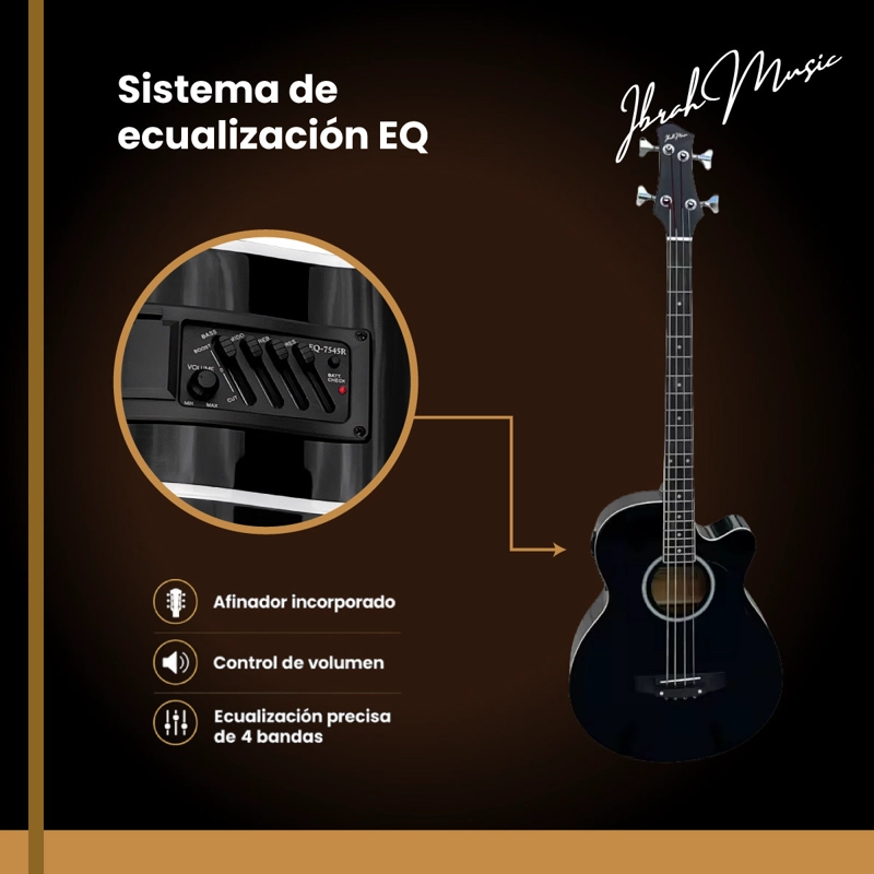 BAJO ELECTROACUSTICO IBRAH MUSIC 43 PULGADAS NEGRO PACK ACCESORIOS COMPLETO - 5