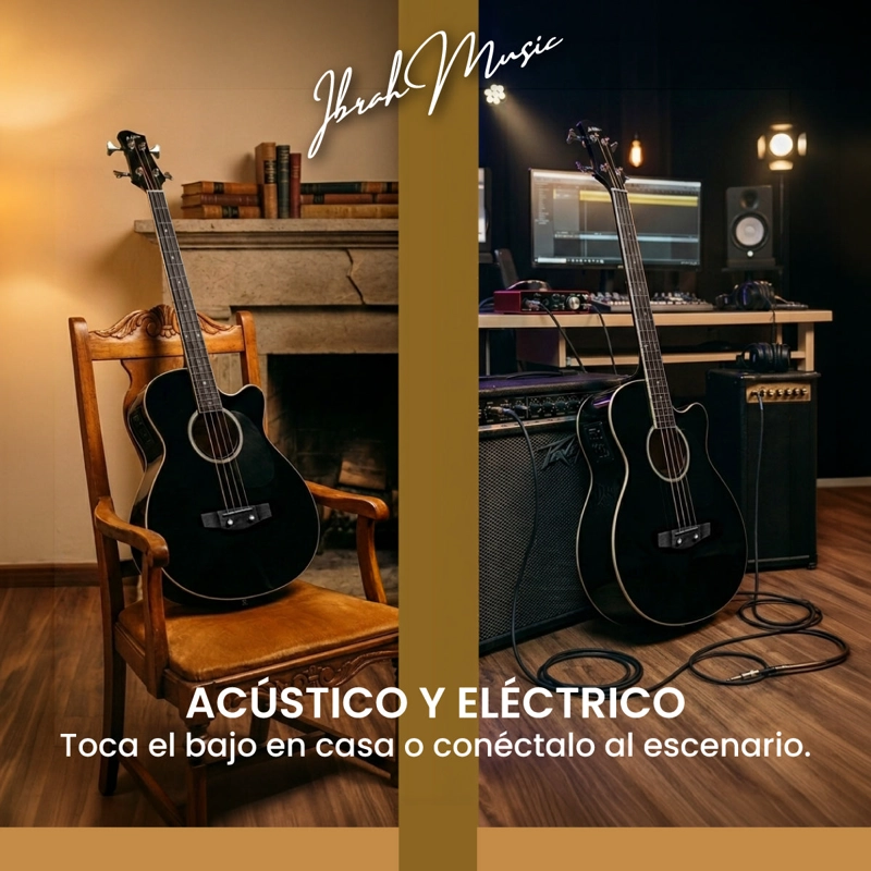 BAJO ELECTROACUSTICO IBRAH MUSIC 43 PULGADAS NEGRO PACK ACCESORIOS COMPLETO - 7