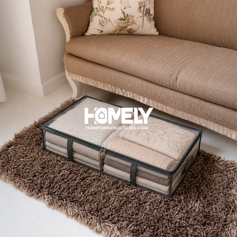 SET 2 BOLSAS ORGANIZADORAS BAJO CAMA HOMELY 52L MALLA TRANSPARENTE PLEGABLES - 10