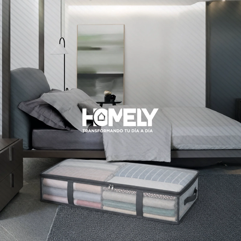 SET 2 BOLSAS ORGANIZADORAS BAJO CAMA HOMELY 52L MALLA TRANSPARENTE PLEGABLES - 8