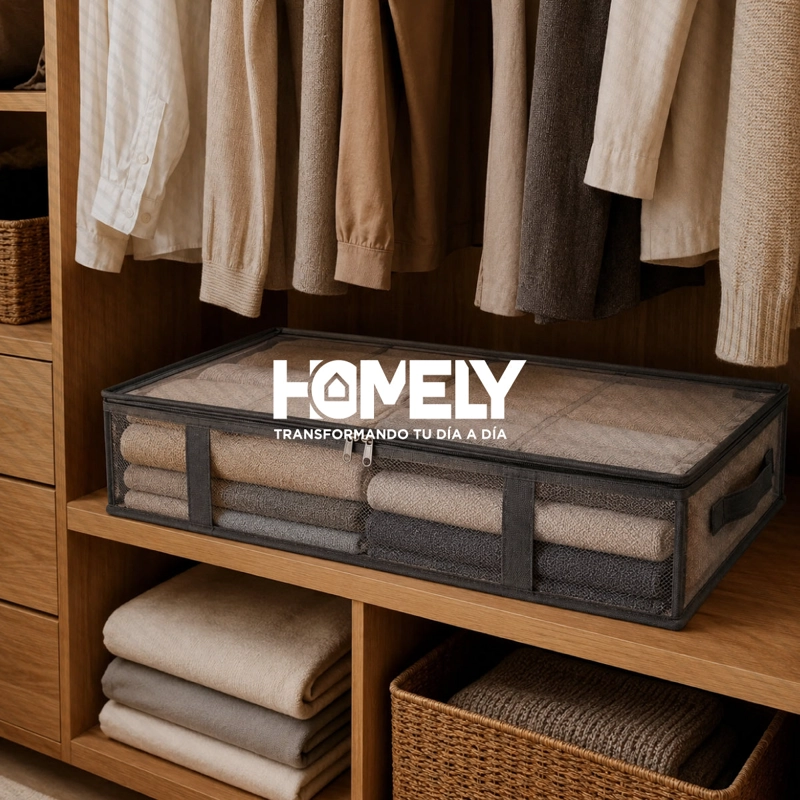 SET 2 BOLSAS ORGANIZADORAS BAJO CAMA HOMELY 52L MALLA TRANSPARENTE PLEGABLES - 9