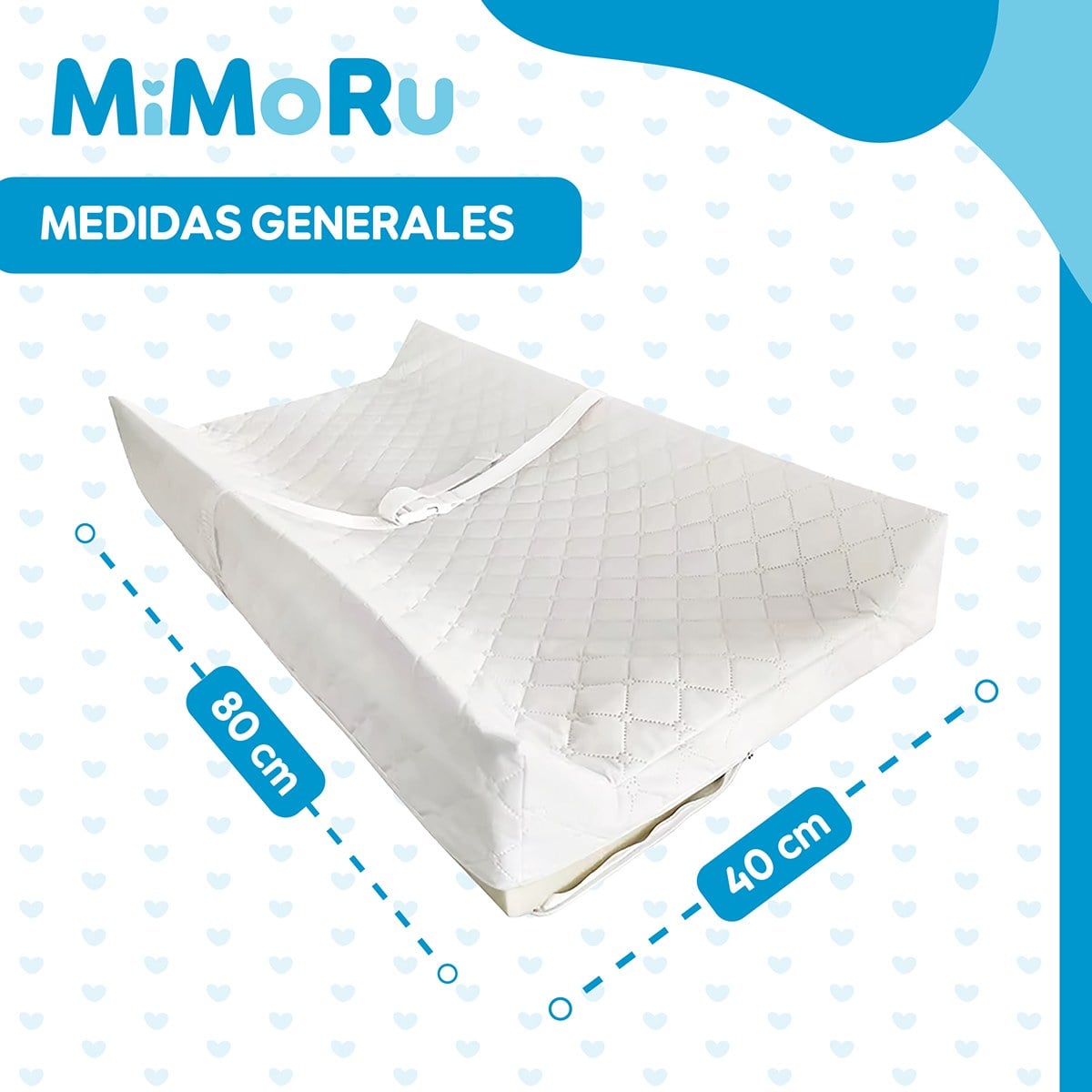 MUDADOR BEBE  ANATOMICO PORTATIL MIMORU IMPERMEABLE COLCHONETA CAMBIADOR BLANCO - 4