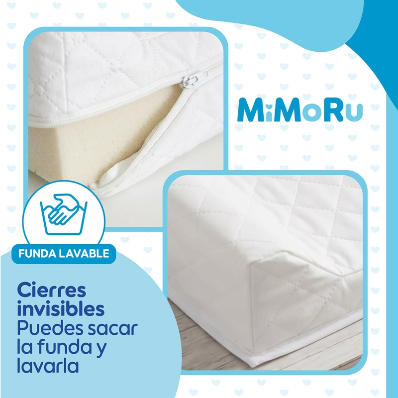 MUDADOR BEBE  ANATOMICO PORTATIL MIMORU IMPERMEABLE COLCHONETA CAMBIADOR BLANCO - 5