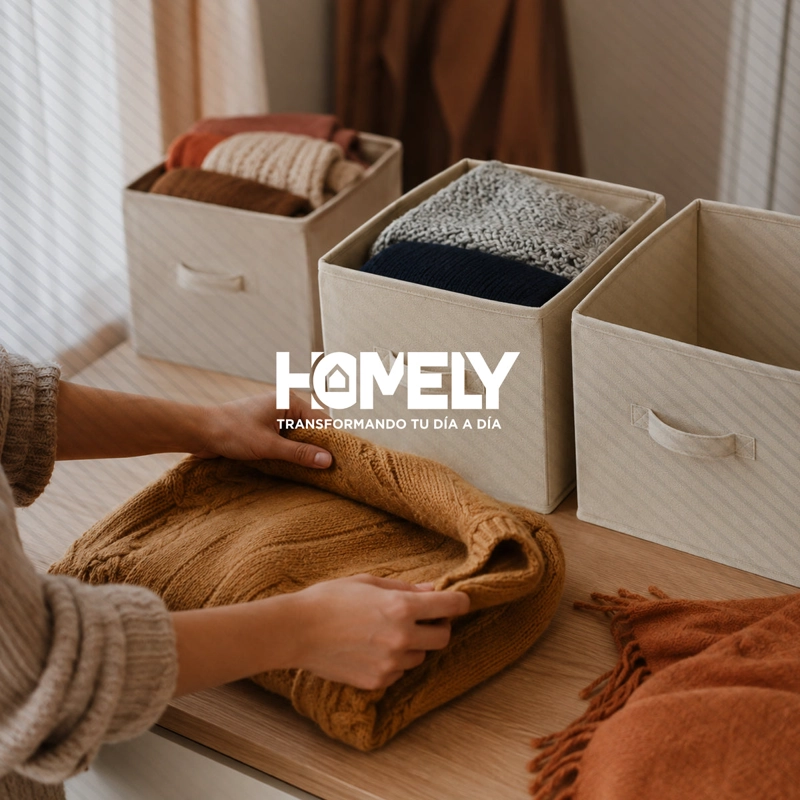 SET 6 CAJAS ORGANIZADORAS CUBO PLEGABLES HOMELY BEIGE ROPA CLOSET APILABLES - 9
