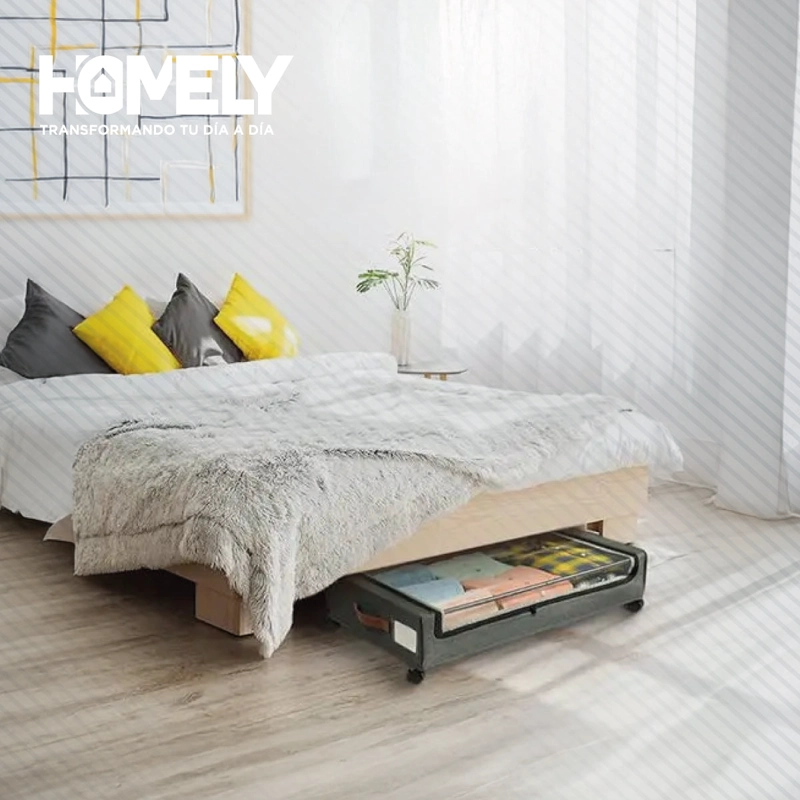 CARRITO ORGANIZADOR BAJO CAMA HOMELY 48L CON RUEDAS PLEGABLE ROPA TEXTILES - 10