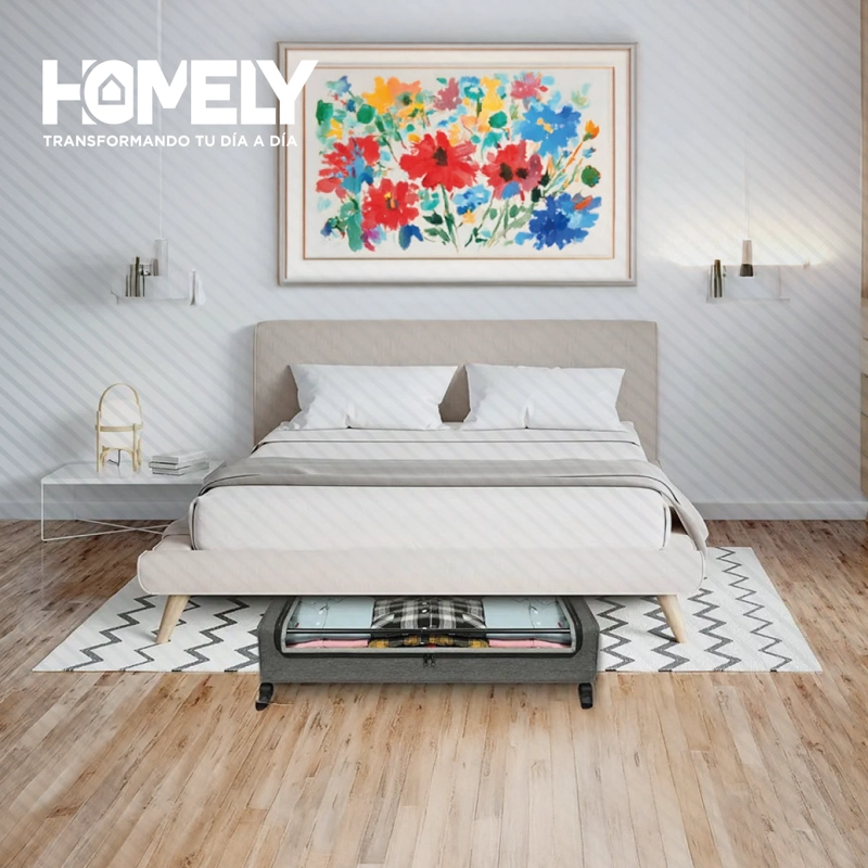 CARRITO ORGANIZADOR BAJO CAMA HOMELY 48L CON RUEDAS PLEGABLE ROPA TEXTILES - 7