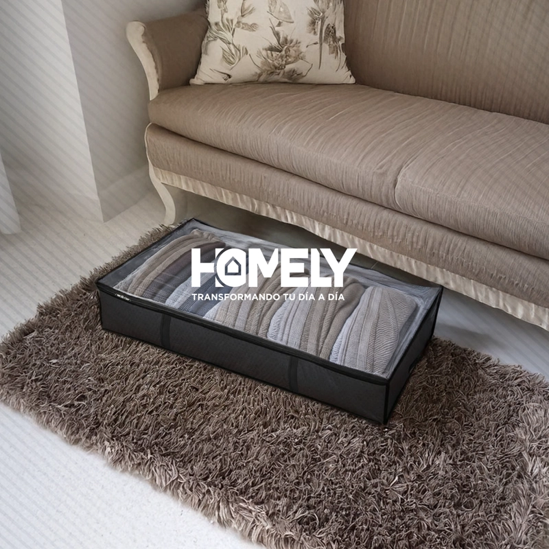 SET 2 BOLSAS ORGANIZADORAS BAJO CAMA HOMELY NEGRO 90L PLEGABLES CREMALLERA - 10
