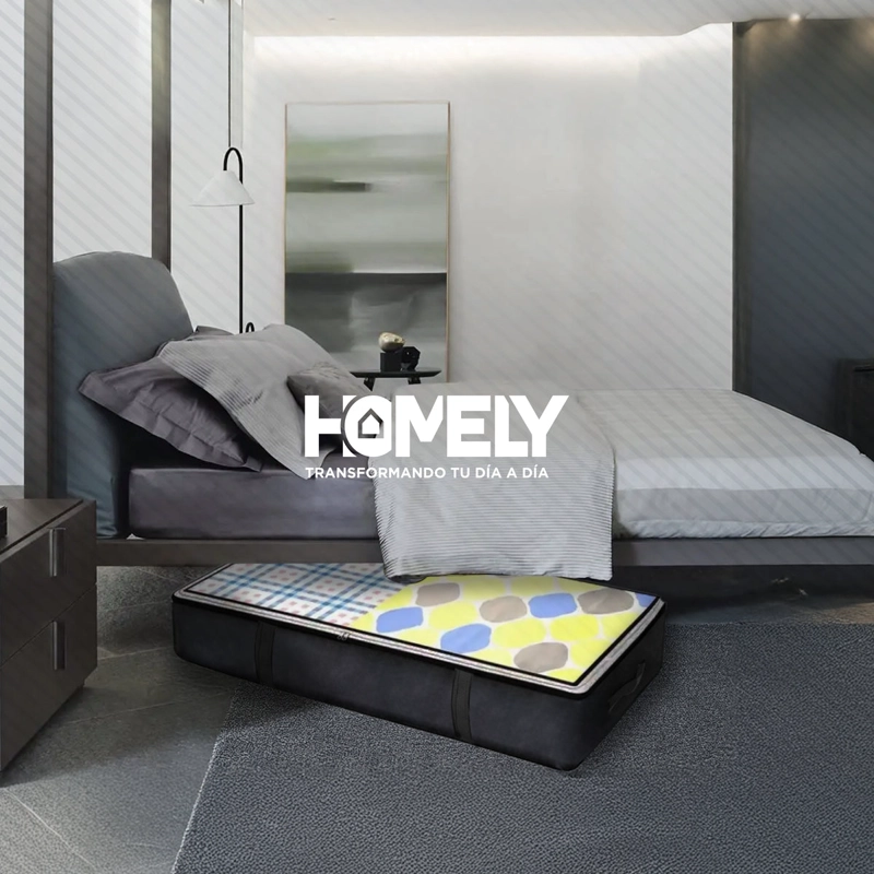 SET 2 BOLSAS ORGANIZADORAS BAJO CAMA HOMELY NEGRO 90L PLEGABLES CREMALLERA - 8