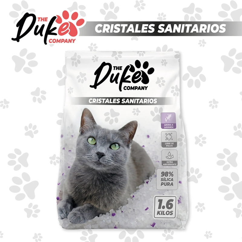 ARENA SANITARIA PARA GATO DE CRISTAL DUKE 1.6KG AROMA LAVANDA SILICE ABSORBENTE ANTIOLOR - 2