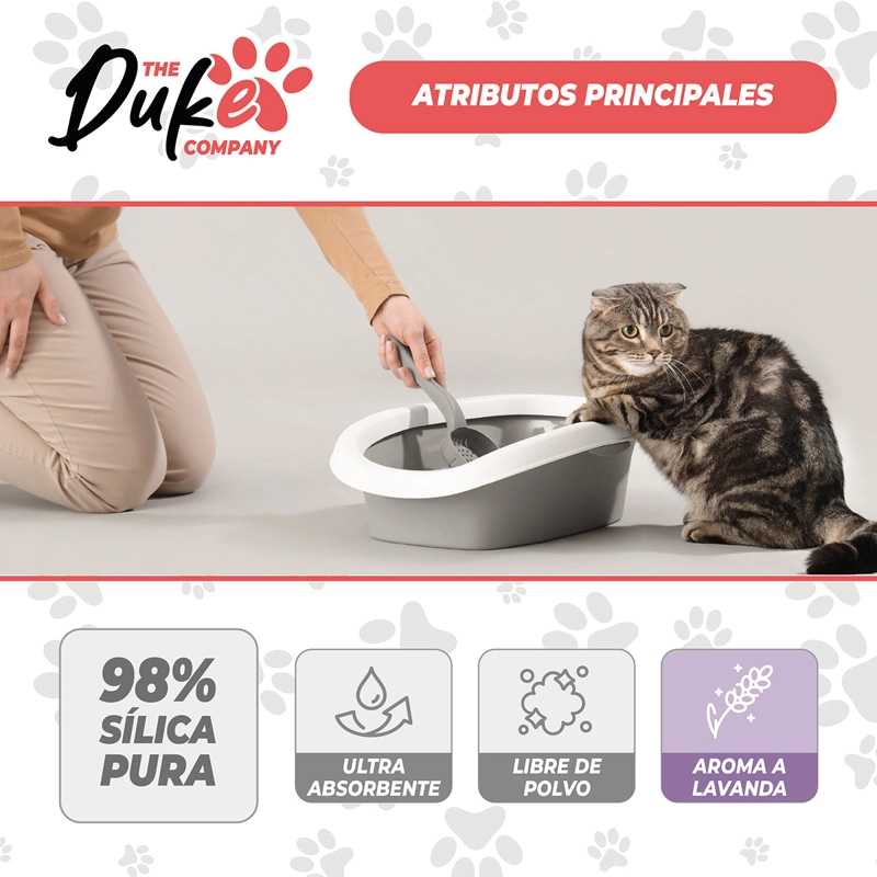ARENA SANITARIA PARA GATO DE CRISTAL DUKE 1.6KG AROMA LAVANDA SILICE ABSORBENTE ANTIOLOR - 3