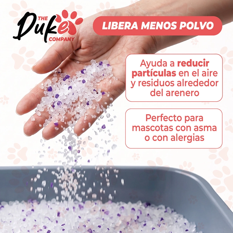 ARENA SANITARIA PARA GATO DE CRISTAL DUKE 1.6KG AROMA LAVANDA SILICE ABSORBENTE ANTIOLOR - 4