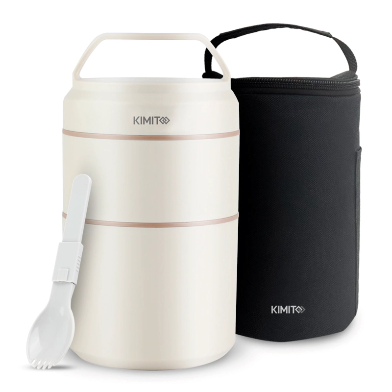 TERMO DE COMIDA Y LIQUIDO KIMITO 1200ML ACERO INOXIDABLE DOBLE PARED VACIO BLANCO - 1