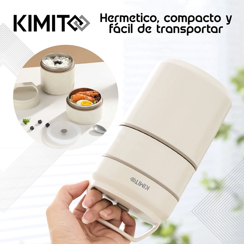 TERMO DE COMIDA Y LIQUIDO KIMITO 1200ML ACERO INOXIDABLE DOBLE PARED VACIO BLANCO - 10