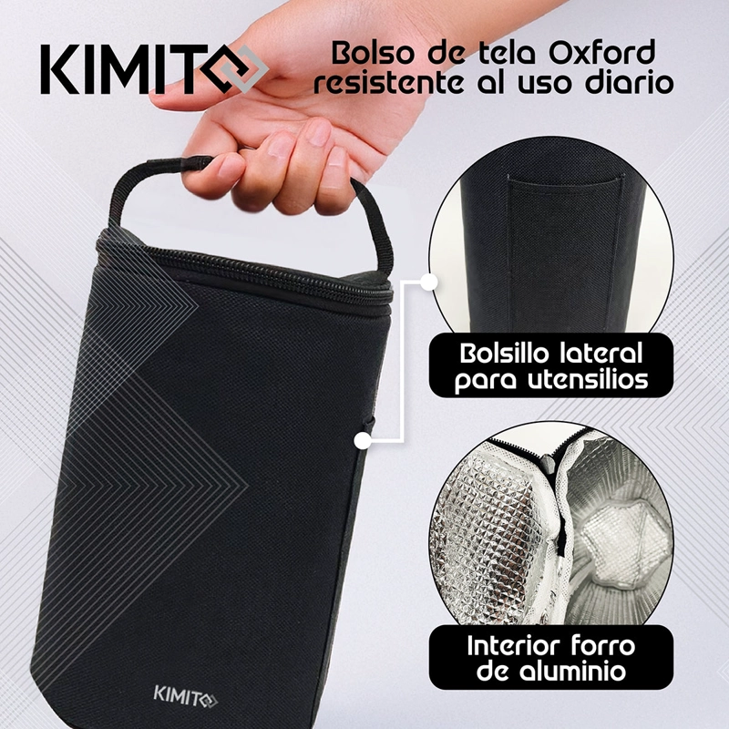TERMO DE COMIDA Y LIQUIDO KIMITO 1200ML ACERO INOXIDABLE DOBLE PARED VACIO BLANCO - 7