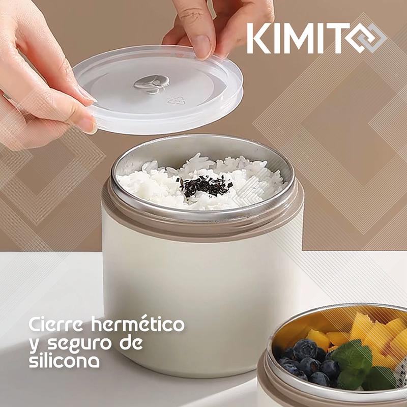 TERMO DE COMIDA Y LIQUIDO KIMITO 1200ML ACERO INOXIDABLE DOBLE PARED VACIO BLANCO - 8