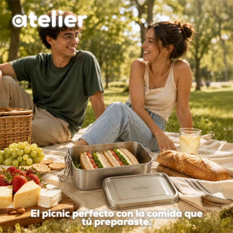 TUPPER CONTENEDOR ACERO INOXIDABLE 850ML ATELIER HERMETICO LIBRE BPA ALMUERZO - 10