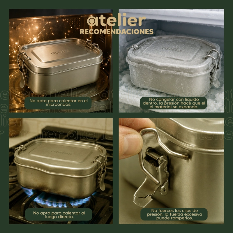 TUPPER CONTENEDOR ACERO INOXIDABLE 850ML ATELIER HERMETICO LIBRE BPA ALMUERZO - 7