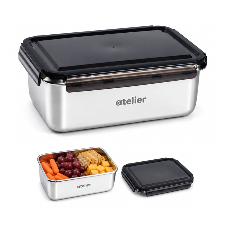 TUPPER CONTENEDOR ACERO INOXIDABLE 1350ML ATELIER HERMETICO LIBRE BPA ALMUERZO - 1