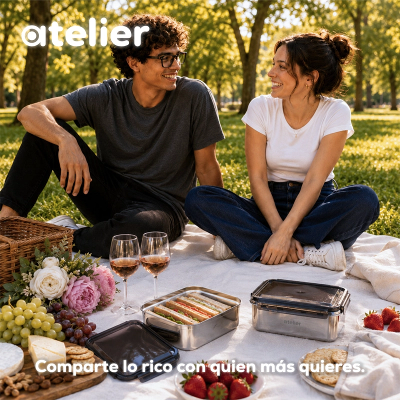 TUPPER CONTENEDOR ACERO INOXIDABLE 1350ML ATELIER HERMETICO LIBRE BPA ALMUERZO - 10