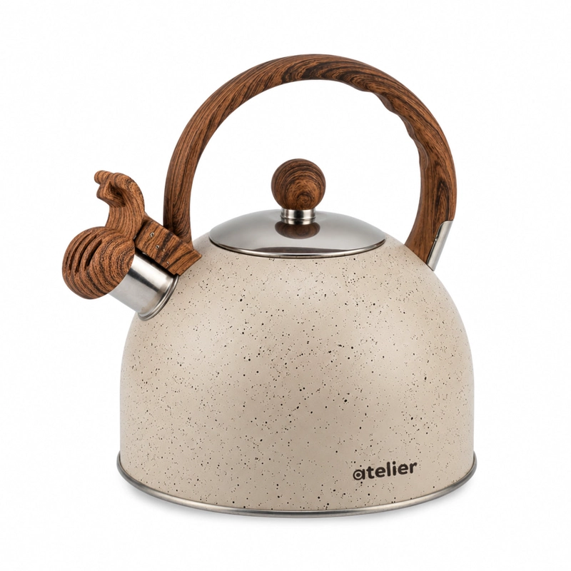 TETERA ACERO INOXIDABLE 2.5L ATELIER ACABADO GRANITO CON SILBATO COCINA E INDUCCION - 1