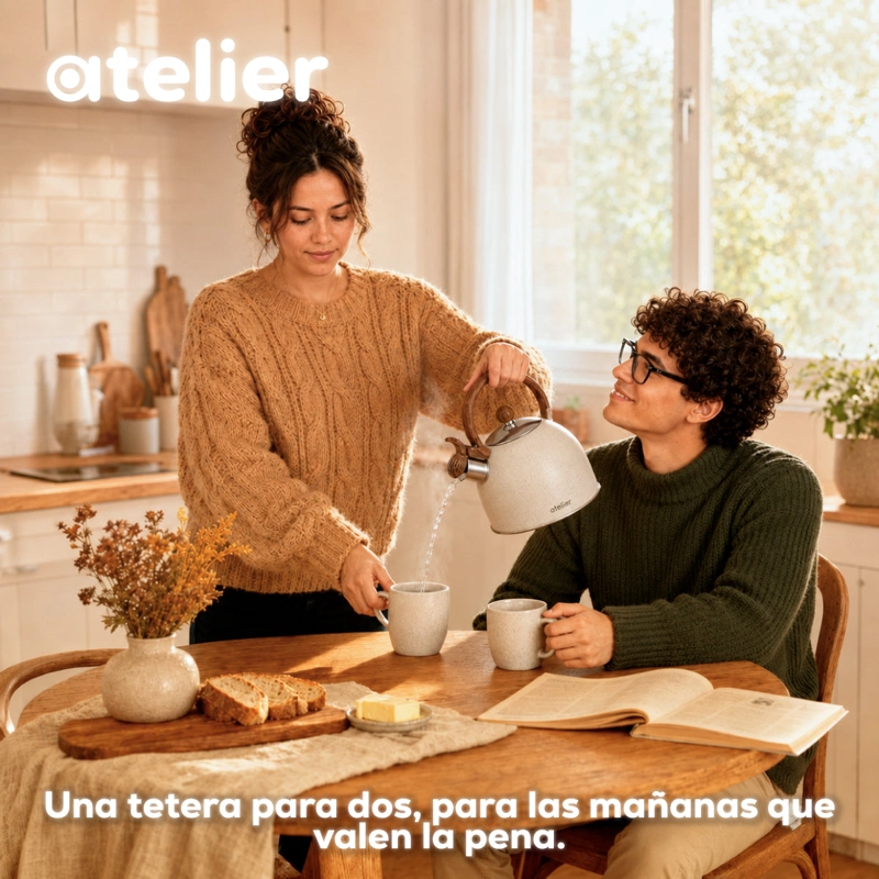 TETERA ACERO INOXIDABLE 2.5L ATELIER ACABADO GRANITO CON SILBATO COCINA E INDUCCION - 10