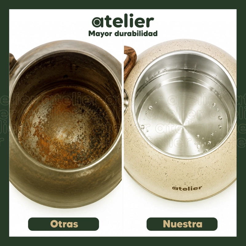 TETERA ACERO INOXIDABLE 2.5L ATELIER ACABADO GRANITO CON SILBATO COCINA E INDUCCION - 7