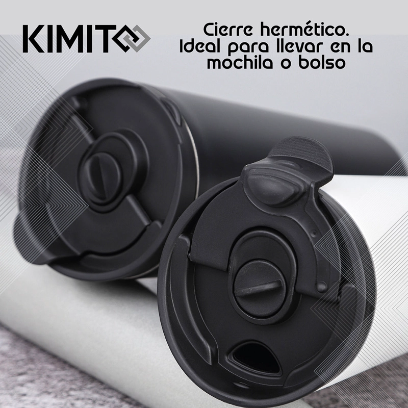 CAFETERA FRANCESA PORTATIL KIMITO 500ML ACERO INOXIDABLE DOBLE PARED VIAJE NEGRA - 5