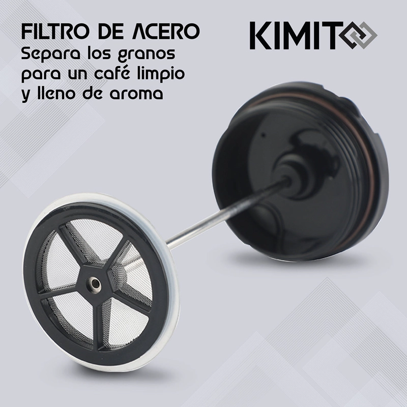 CAFETERA FRANCESA PORTATIL KIMITO 500ML ACERO INOXIDABLE DOBLE PARED VIAJE NEGRA - 6