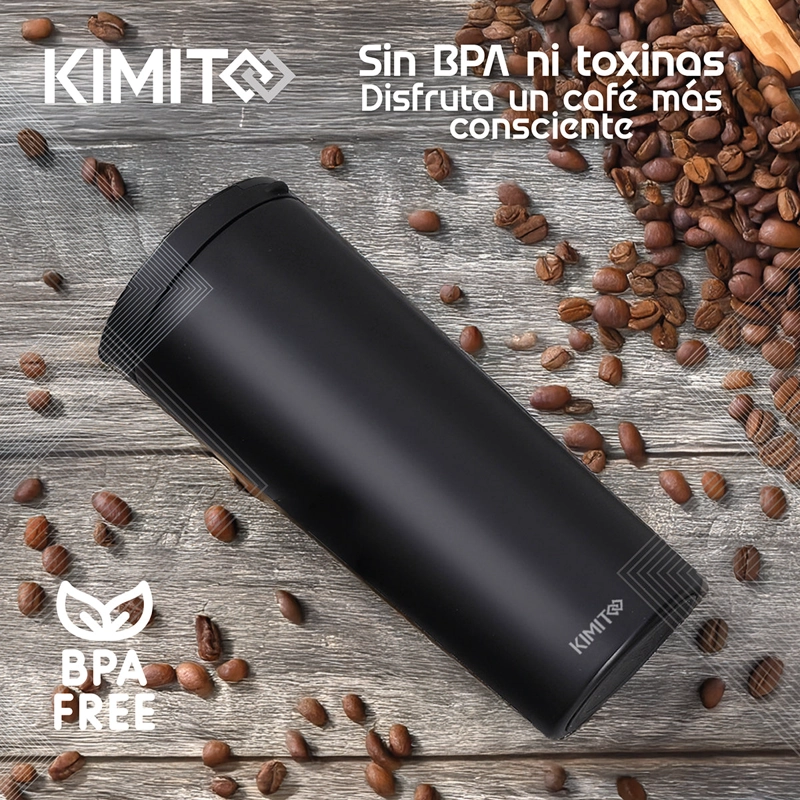 CAFETERA FRANCESA PORTATIL KIMITO 500ML ACERO INOXIDABLE DOBLE PARED VIAJE NEGRA - 8