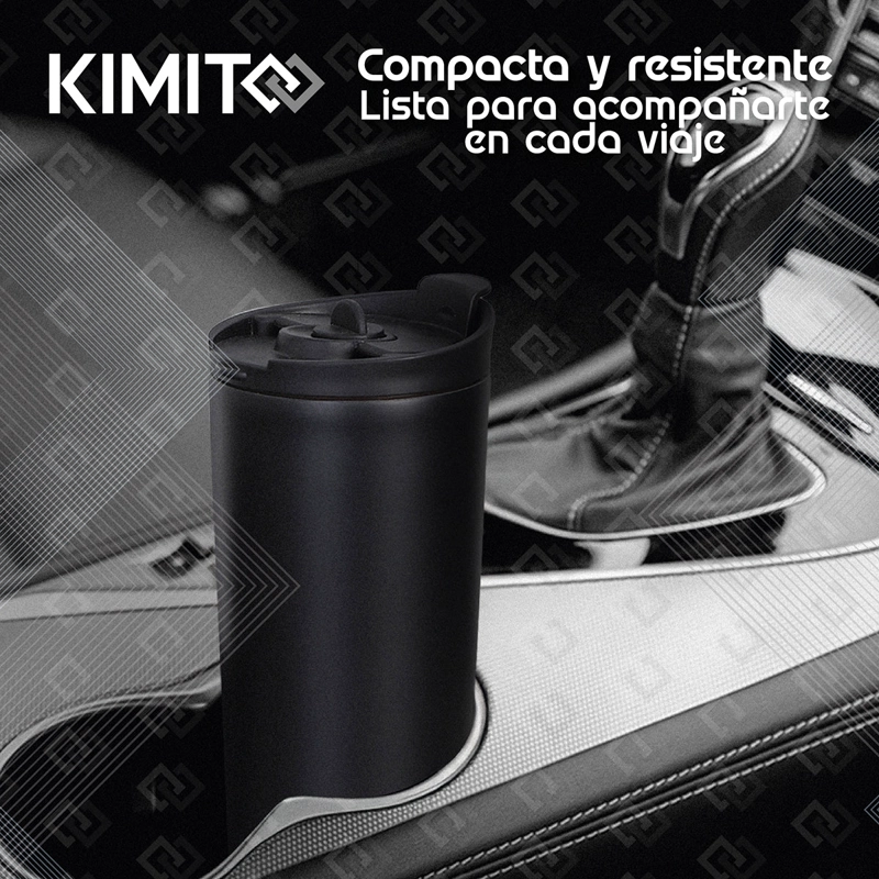 CAFETERA FRANCESA PORTATIL KIMITO 500ML ACERO INOXIDABLE DOBLE PARED VIAJE NEGRA - 9
